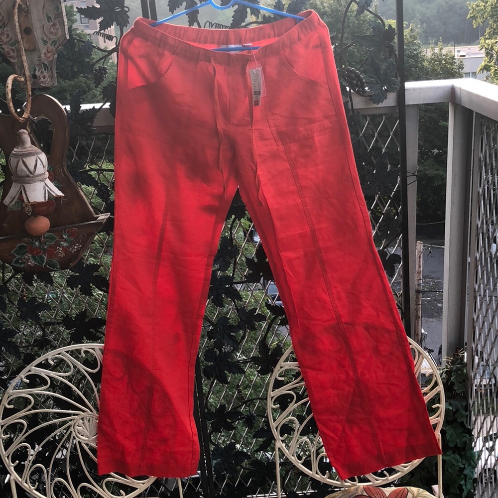 New York & Company XS Straight Leg Linen Pants